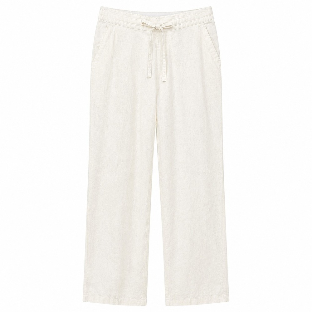 CUBAVERA Linen Blend Lightweight Trouser Pant Sz M (32-34) Ivory Elastic Waist